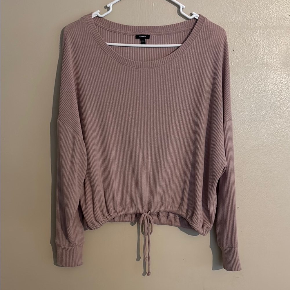 Express Ribbed Mauve Long Sleeve Top